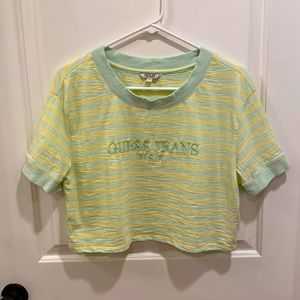 Guess X A$AP Rocky Collab striped crop tee